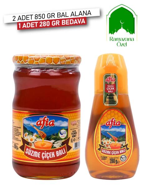 Süzme Çiçek Bal 2x850 Gr Alana Damla Tüp Bal 280 Gr Hediye - 1