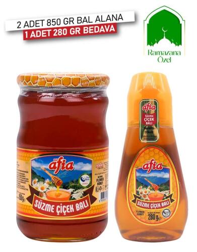 Süzme Çiçek Bal 2x850 Gr Alana Damla Tüp Bal 280 Gr Hediye - 1