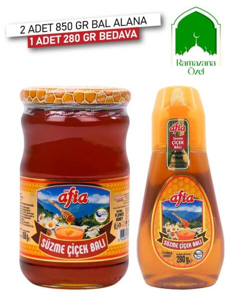 Süzme Çiçek Bal 2x850 Gr Alana Damla Tüp Bal 280 Gr Hediye - 1