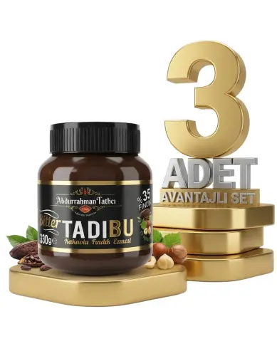 Tadıbu Bitter Kakaolu Fındık Ezmesi 3x330 Gr - ABDURRAHMAN TATLICI