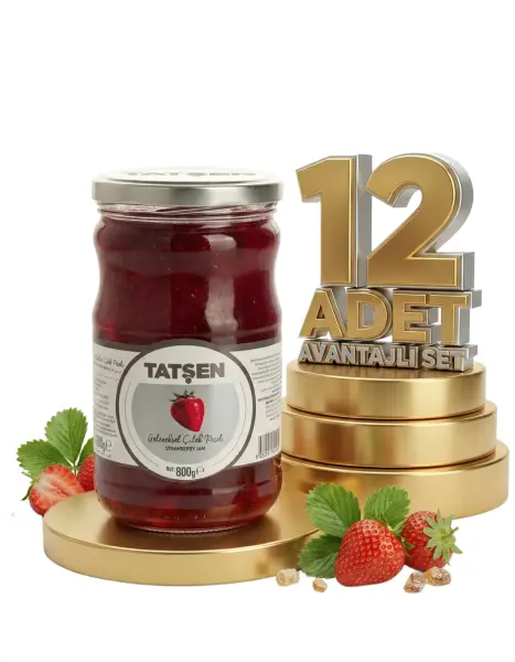 Tatşen Cam Reçel Çilek 12x800 Gr - 1