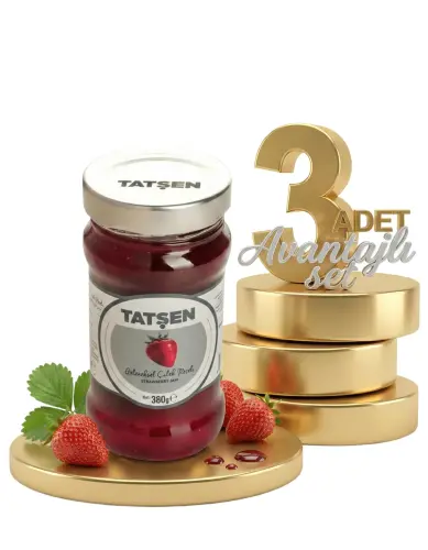 Tatşen Cam Reçel Çilek 3x380 Gr - Tatşen Gıda