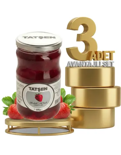 Tatşen Cam Reçel Çilek 3x800 Gr - Tatşen Gıda