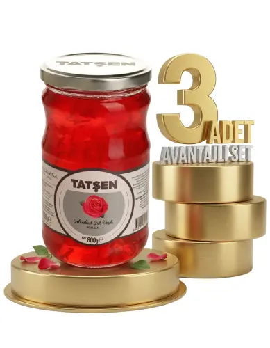 Tatşen Cam Reçel Gül 3x800 Gr - Tatşen Gıda