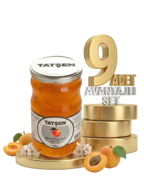 Tatşen Cam Reçel Kayısı 9x800 Gr - 1