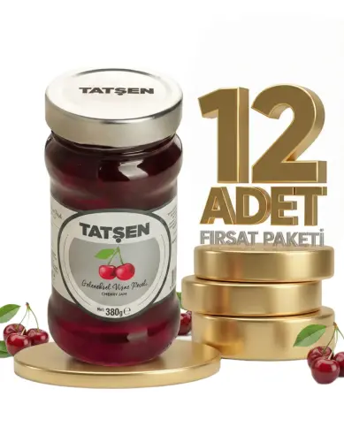 Tatşen Cam Reçel Vişne 12x380 Gr - Tatşen Gıda