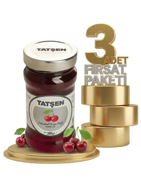 Tatşen Cam Reçel Vişne 3x380 Gr - 1