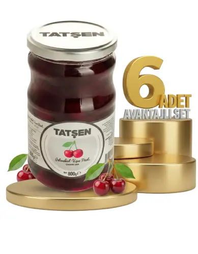 Tatşen Cam Reçel Vişne 6x800 Gr - Tatşen Gıda