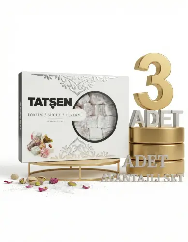 Tatşen Lokum Gül 3x750 Gr - Tatşen Gıda