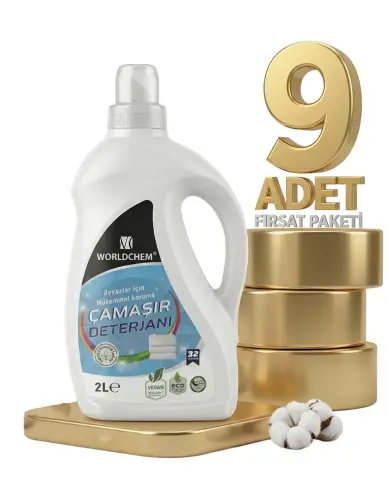 Worldchem Çamaşır Detarjanı Sıvı Beyazlar 9x2 Lt - Worldchem