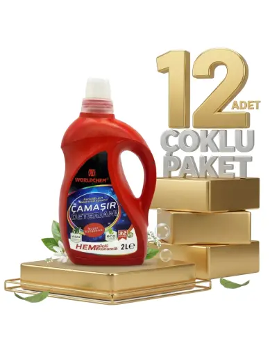 Worldchem Çamaşır Detarjanı Sıvı Renkliler 12x2 Lt - Worldchem