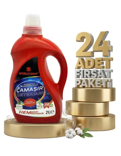 Worldchem Çamaşır Detarjanı Sıvı Renkliler 24x2 Lt - Worldchem