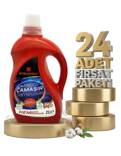 Worldchem Çamaşır Detarjanı Sıvı Renkliler 24x2 Lt - 1