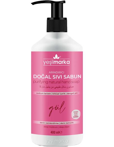 Yeşil Marka Doğal Arındırıcı Sıvı Sabun Gül 400 Ml - 1