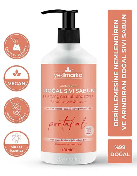 Yeşil Marka Doğal Arındırıcı Sıvı Sabun Portakallı 400 Ml - 6