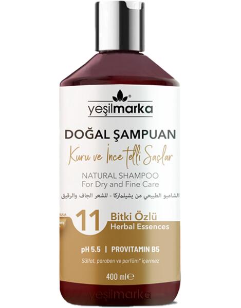 Yeşilmarka 11 Bitki Özlü Kuru ve İnce Telli Saçlar İçin Doğal Şampuan 400 Ml - 1
